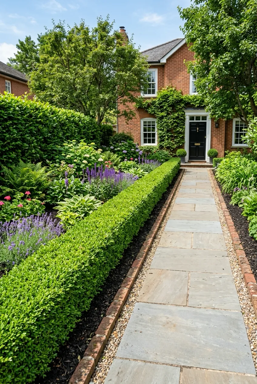 Landscaper trimming a hedge